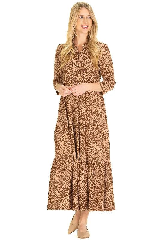 The Merritt Midi Dress in Mocha Forest