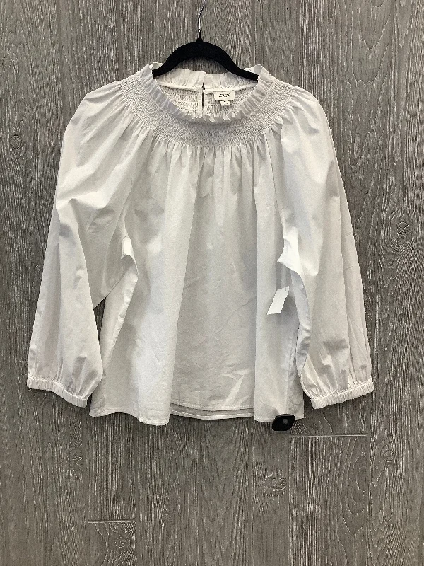 Blouse Long Sleeve By J. Crew In White, Size: L