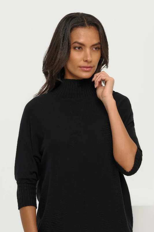 Ash Ribbed Mock Neck Sweater